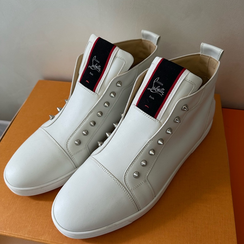 Christian Louboutin White High-Top Men's Shoes size 45 1/2